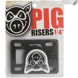 PIG "Risers" Skateboard 1/4" Hard Riser Pads Longboard BLACK Pair Old Skool