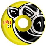 PIG WHEELS "Pig Head" C Line Skateboard Wheels 51mm 99a YELLOW