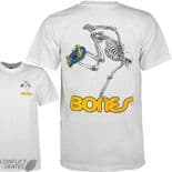 POWELL PERALTA / BONES "Skate Skeleton" Skateboard T-Shirt WHITE S to XL Bones Brigade Old Skool