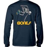 POWELL PERALTA "Skate Skeleton" Skateboard Long Sleeve T-Shirt NAVY Size S M L  LST