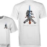 POWELL PERALTA "Skull & Sword" Skateboard T-Shirt WHITE SMALL only  Bones Brigade Old Skool