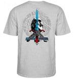 POWELL PERALTA "Triple P Skull & Sword" Skateboard T-Shirt GREY MEDIUM only Bones