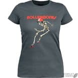 ROLLERBONES "Derby - Skating Skeleton" Girls T-Shirt CHARCOAL XXL only Roller Derby Rollerskate