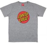 SANTA CRUZ  "Classic Dot" Youth Junior Skateboard T-Shirt HEATHER GREY  S M L or XL Kids Tee