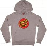 SANTA CRUZ "Classic Dot" Youth Skateboard  Hood HEATHER GREY S  M L XL Kids Hoodie Sweatshirt