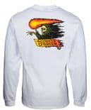 SANTA CRUZ "O'Brien - Reaper" Skateboard LS T-Shirt WHITE S M L XL Long Sleeve