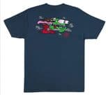 SANTA CRUZ  x STRANGER THINGS "Eddie Slasher" Skateboard T-Shirt  BLUE DUSK M L XL