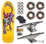 SCHMITT STIX "Chris Miller - Dog" Skateboard  Complete 10" x 31.5" YELLOW OJ Team Rider Wheels 80s