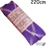 SHOESTRING "Crazy" Laces 220cm Wide Flat PURPLE / WHITE for Quad Skates Boots Roller Derby