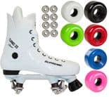 SUPREME "Turbo 33" Quad Roller Skates SIMS "Street Snake" WHEELS Complete WHITE Rollerskate