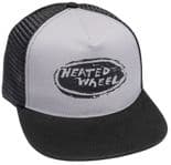 THE HEATED WHEEL "Oval - Snapback" Skateboard Mesh Cap Trucker Hat GREY / BLACK OSFA Neil Blender