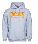 THRASHER "Flame Logo" punk Skateboard Hood Sweatshirt HEATHER GREY  S M L XL Hoodie