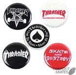 THRASHER "Logo Buttons" Badges 1 inch Five Pack Skateboard Badge 5 pack Rock