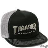 THRASHER MAGAZINE "Embroidered Logo" Trucker Mesh Cap Skateboard Black OSFA