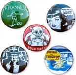 THRASHER "Usual Suspects Buttons" Badges 1 inch Five Pack Skateboard Badge 5 pack Rock