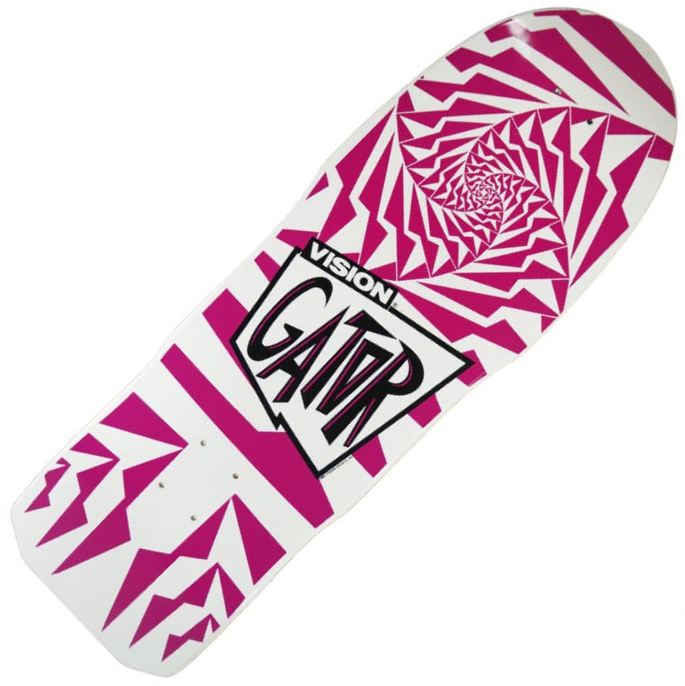 VISION "Gator 2" Mark Rogowski Skateboard Deck 10" x 30" WHITE PINK Old Skool OG Concave