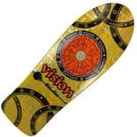 VISION  "Johnson - Hieroglyphics"  Skateboard Deck 10.25" x 30.75" YELLOW STAINED Old Skool 1980s