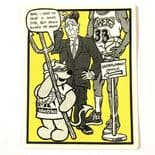WORLD INDUSTRIES "Ruined" Skateboard Sticker 9cm x 7cm Steve Rocco Pooh Bear