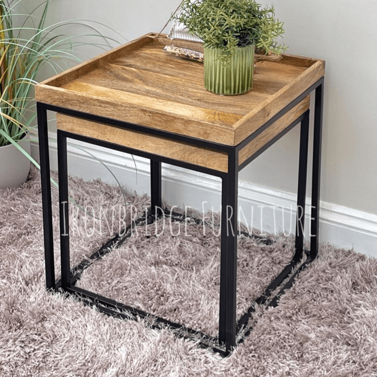 IMANT-001 MANTIS SET OF TRAY TOP CUBE TABLES INDUSTRIAL STYLE