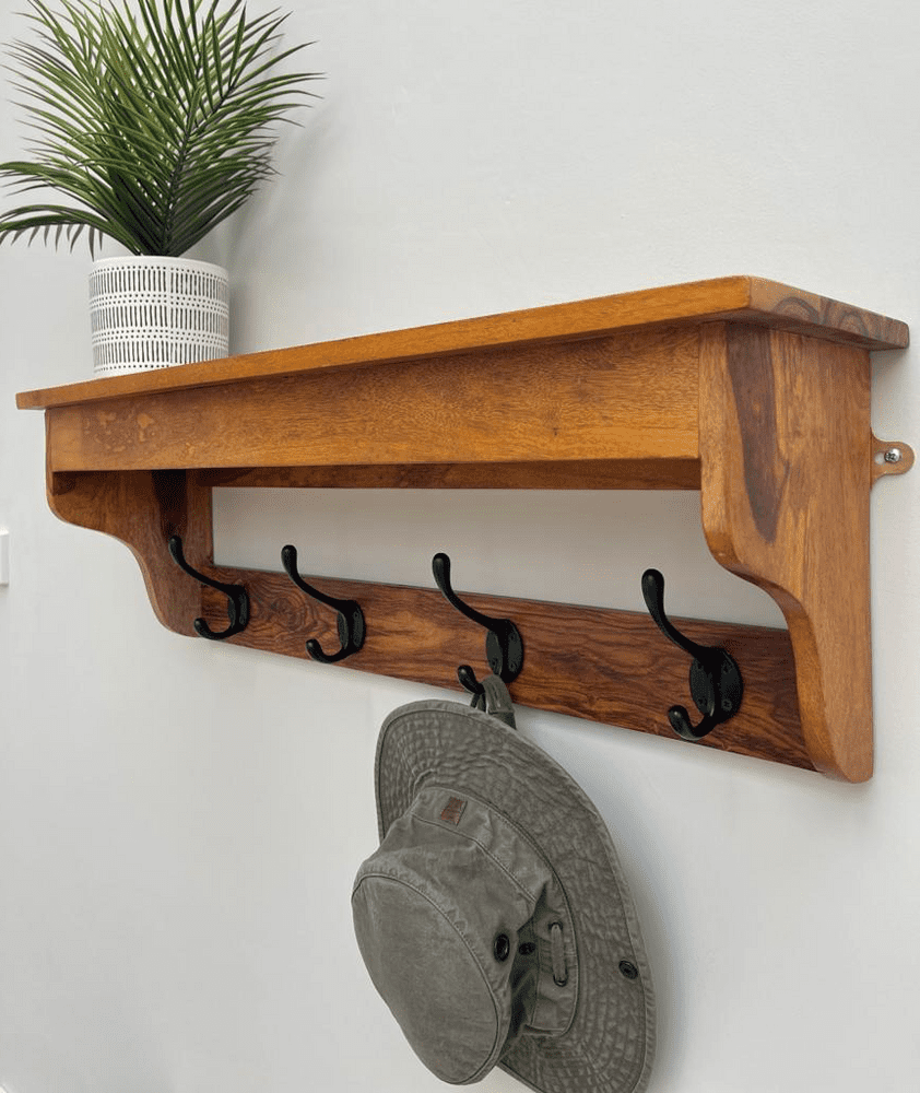 Shelf with wall hooks sale