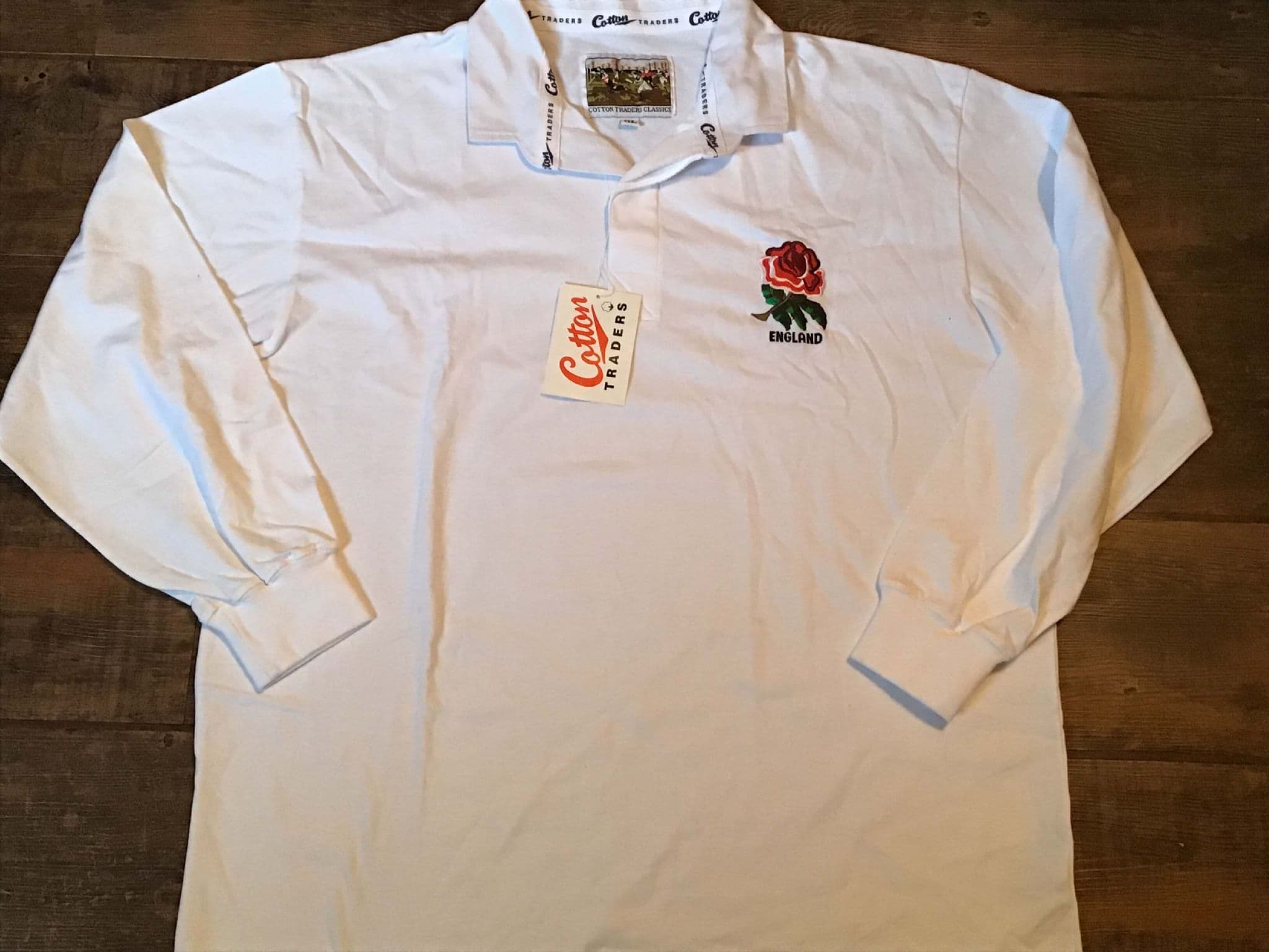 Chemise Rugby Angleterre Cotton Traders - Vintage, Drapeau Anglais, Taille L