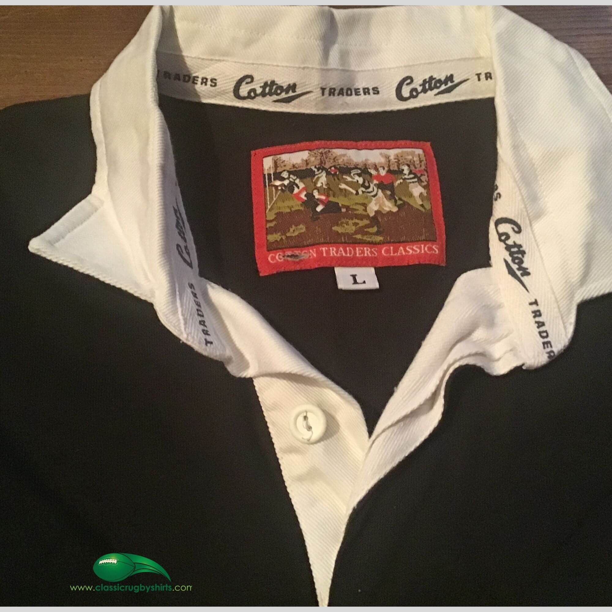 Maillot De Rugby Cotton Traders New Zealand – Noir, Manches Longues, Taille M, 100% Coton