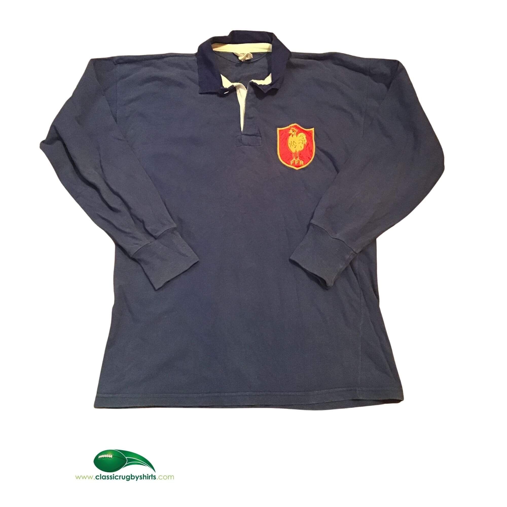 Fanion Rugby XV De France – Galles 1983 – Vintage Adidas, Bleu, Sans Maillot