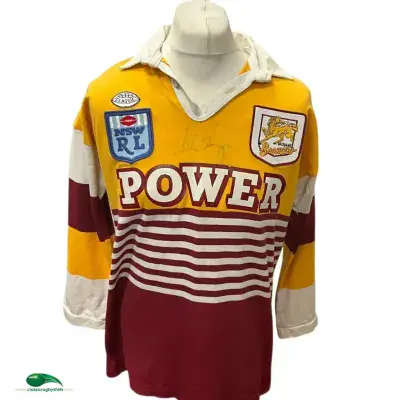 1988 1989 Brisbane Broncos Langer Signed Rugby League Shirt Large