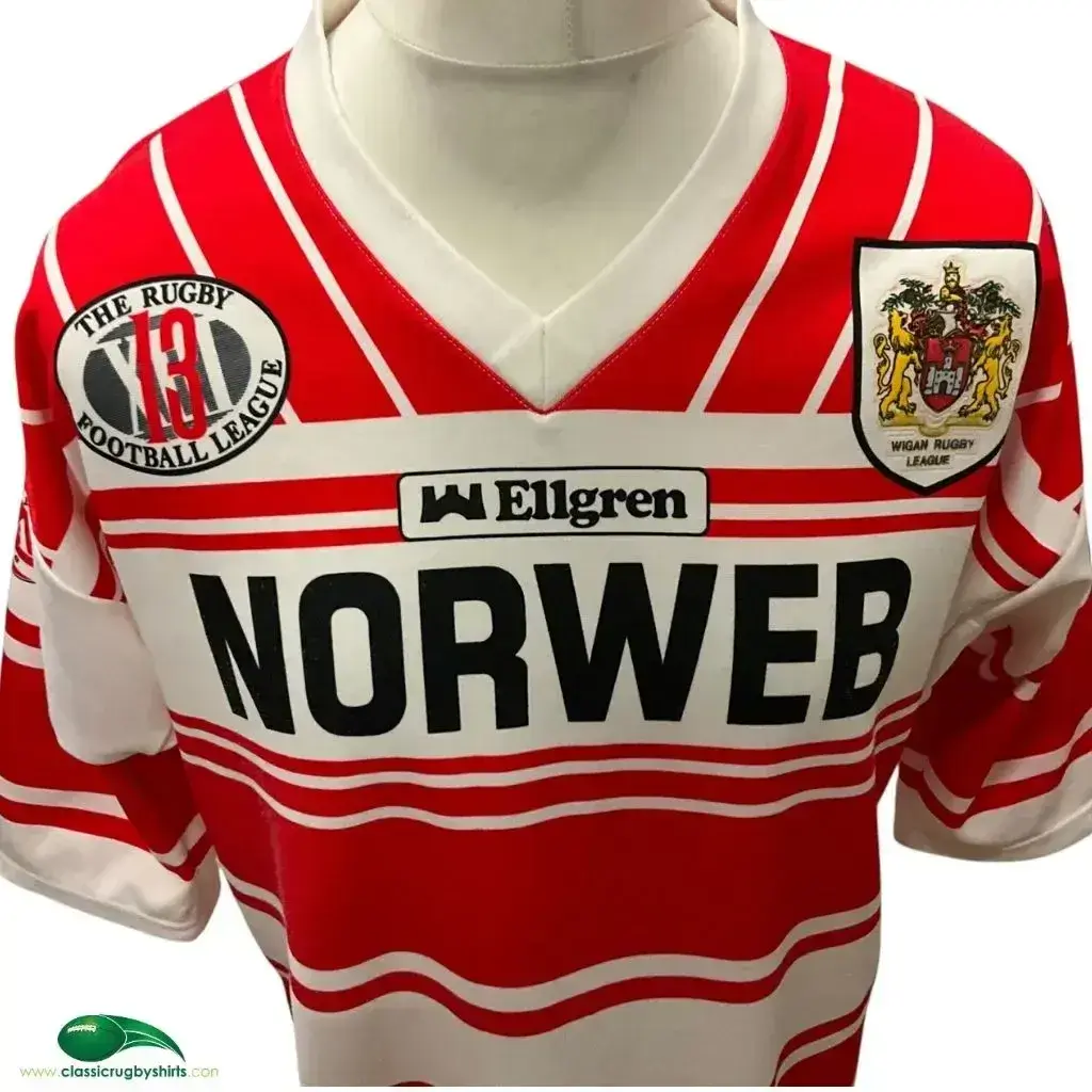 1990/92 Wigan Rugby Shirt | Old Official Ellgren Jersey