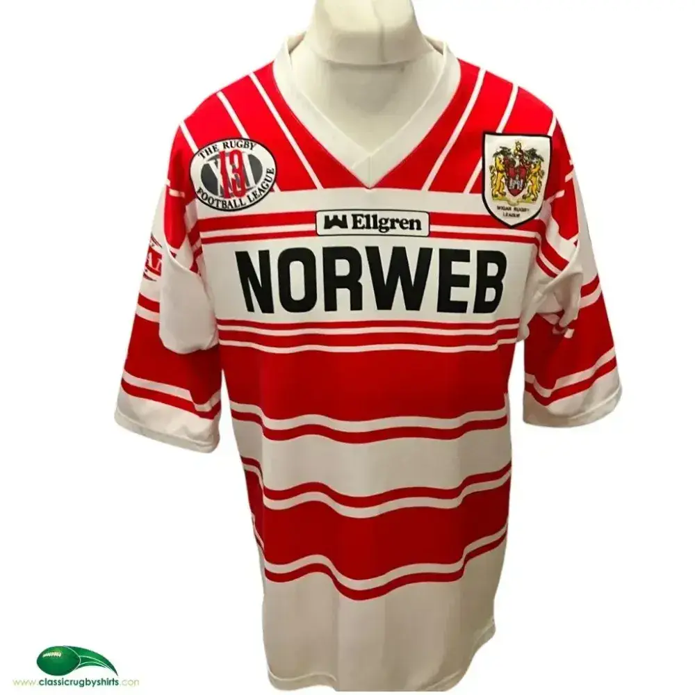ウィガン ウォリアーズ ラグビーリーグ ホームシャツ 1990/1992 1990/92 Wigan Rugby Shirt | Old Official Ellgren Jersey