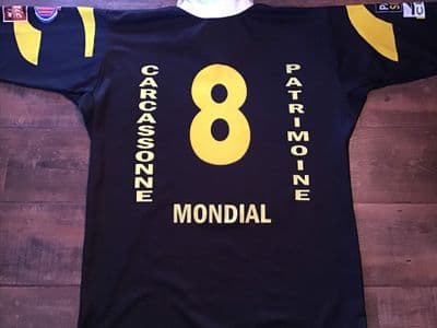 1990s AS Carcassonne No 8 Match Worn Rugby League Shirt 2XL