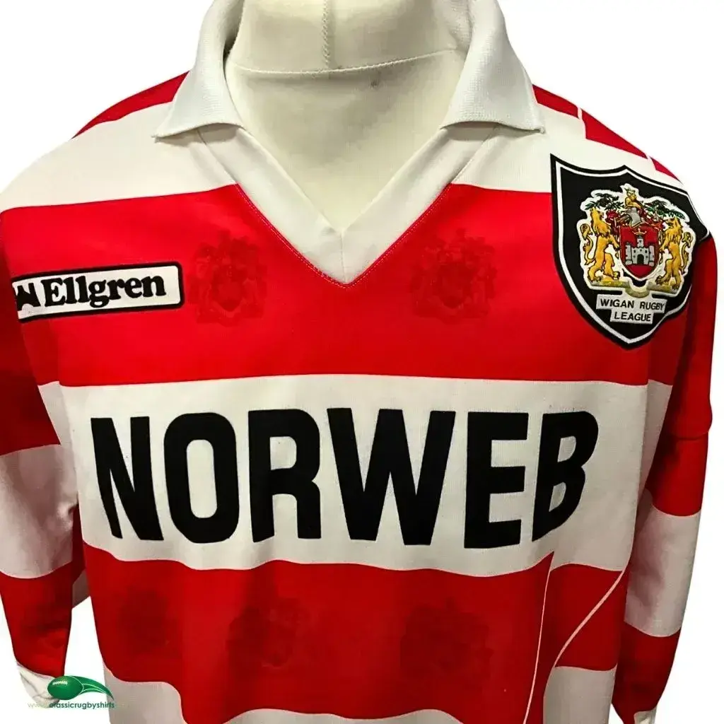1992/94 Wigan Rugby Shirt | Old Official Ellgren Jersey