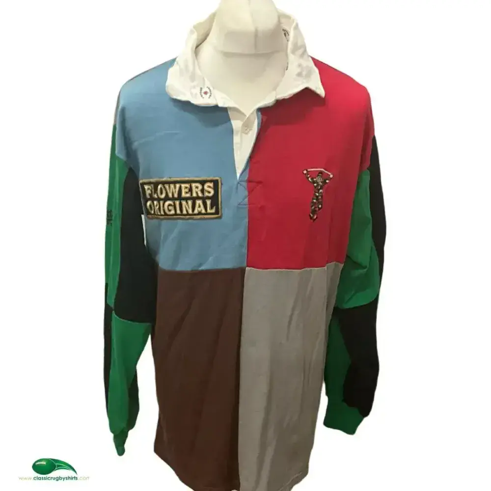 Maillot De Rugby Vintage Années 90 Multicolore (rose, Vert, Bleu) Club Français, Taille XL