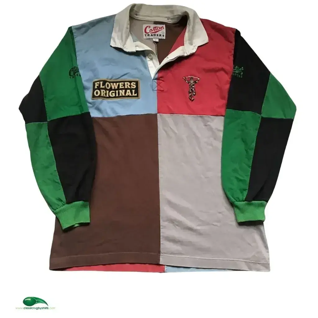 Chemise De Rugby Halbro Arlequins – Vintage 80s – Demi-manches Longues – Taille 34-36