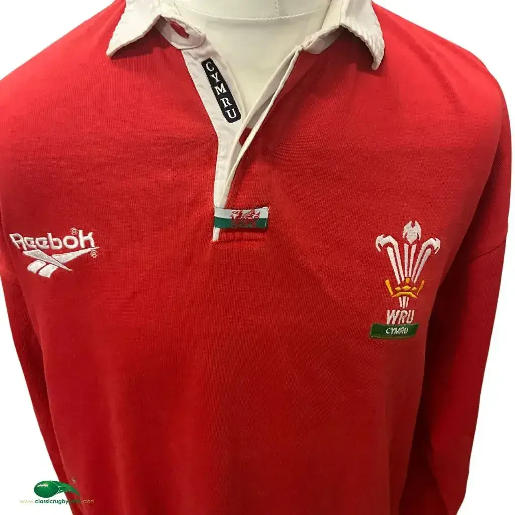 ビンテージ◇ラガーシャツ　Wales Rugby WRU リーボック　赤　レッド Reebok Rockport Wales Rugby WRU Cymru Jersey Long Sleeve Shirt