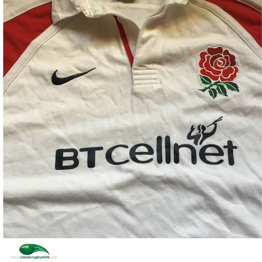 Maillot Vintage Angleterre Nike, Blanc Et Rouge, Sponsor BT Cellnet, Taille L