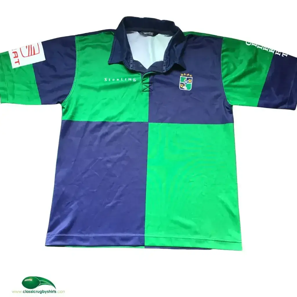 Maillot De Rugby BOROUGHMUIR Gilbert Damier Bleu Et Vert Taille M - Porté N°12