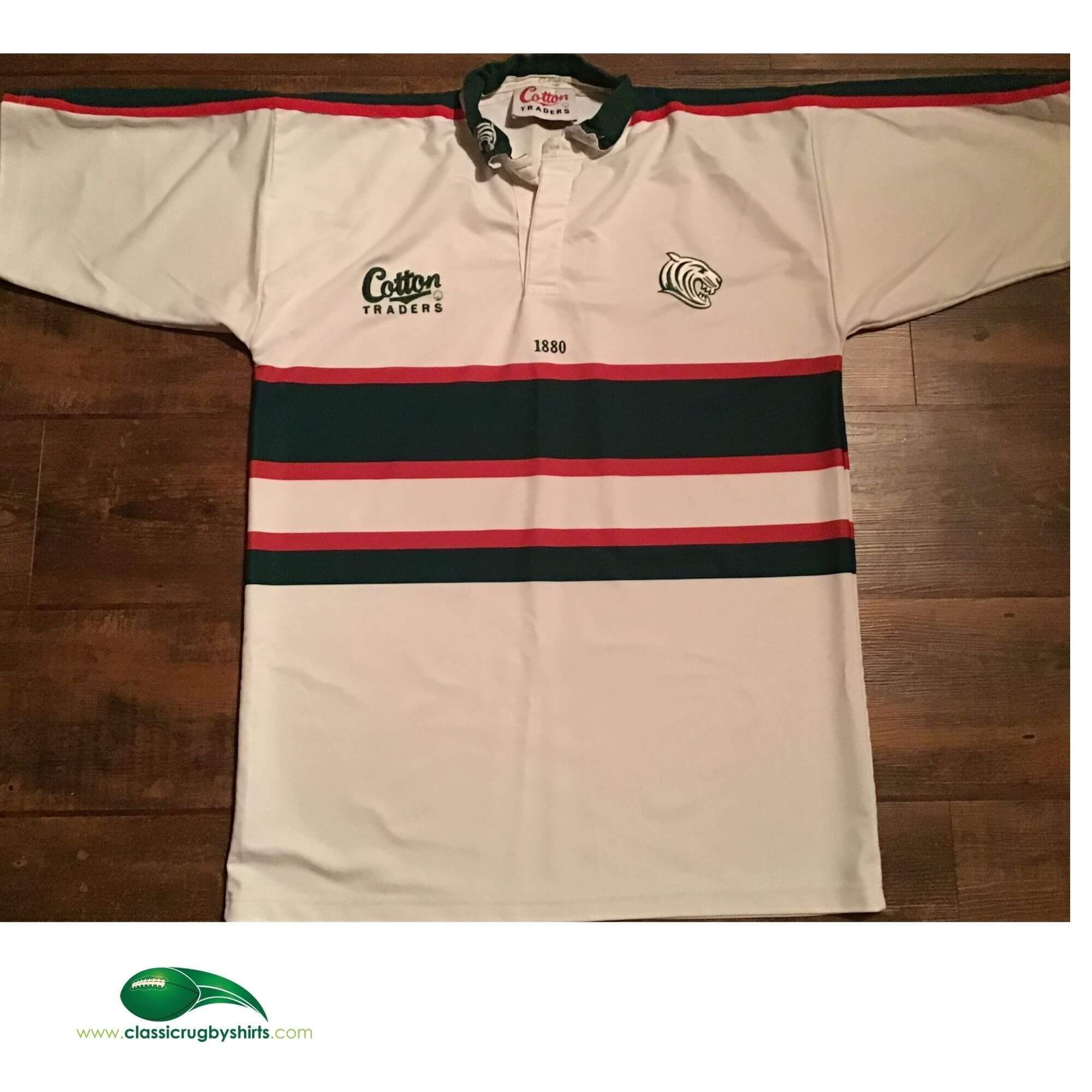 Chemise Vintage Leicester Tigers Home Rugby Union - Cotton Traders, Taille S, Occasion Avec Taches