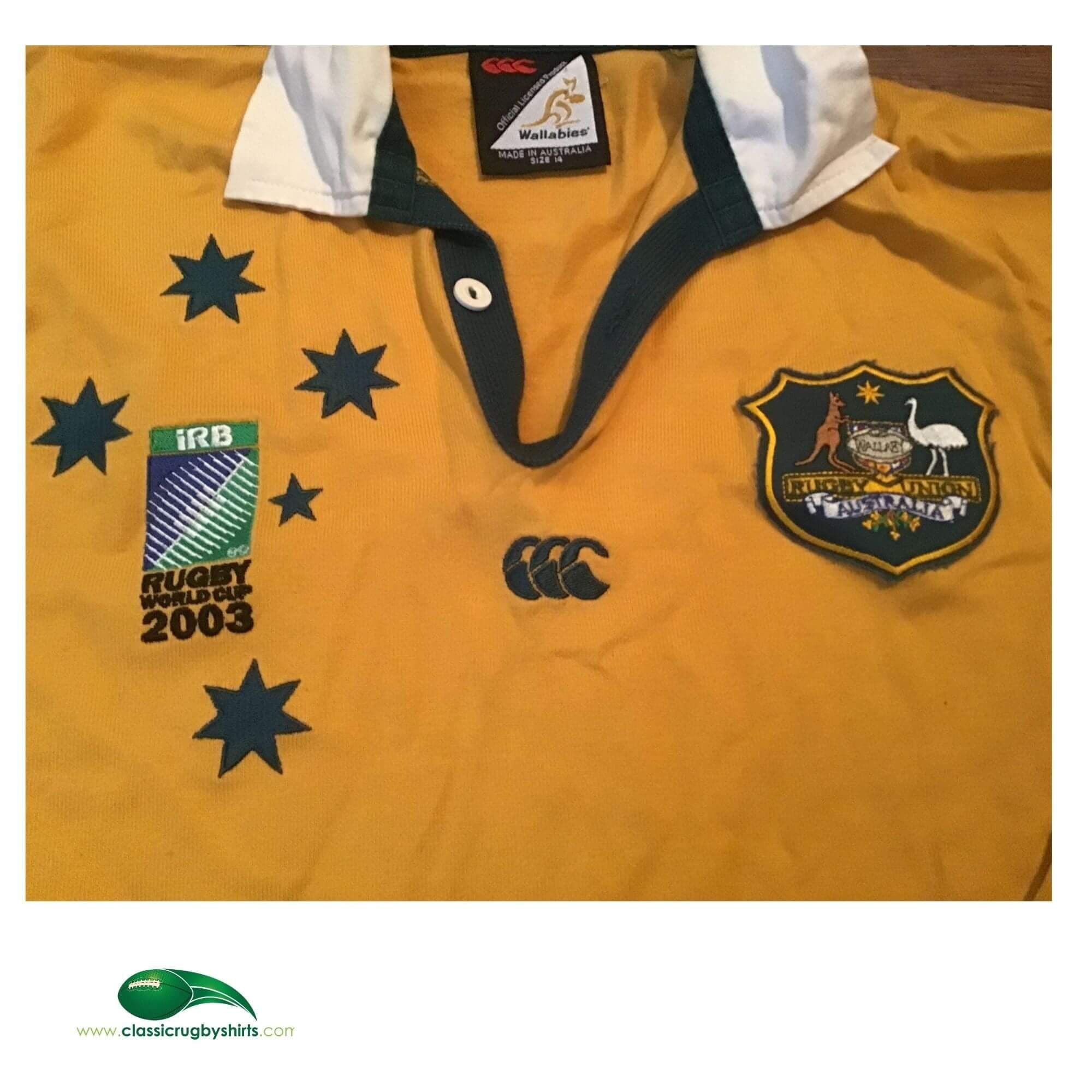 Maillot De Rugby Australie Coupe Du Monde 2003 – Brodé, Taille XXL, Licence Officielle