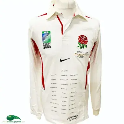 2003 England BNWT World Cup Champions Squad Names Rugby Shirt Small