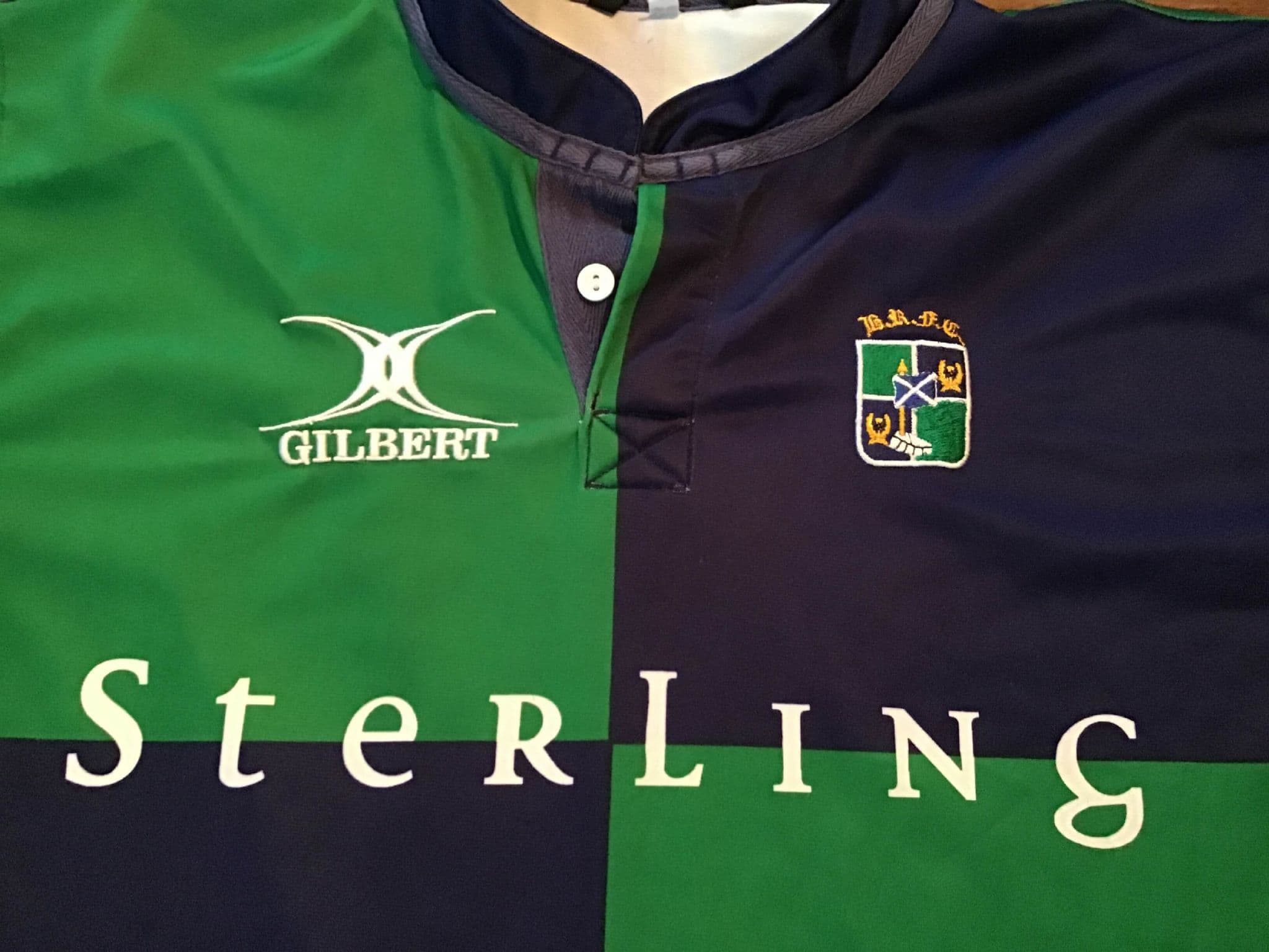 Maillot De Rugby Gilbert Boroughmuir N°12 Damier Bleu Et Vert - Taille M