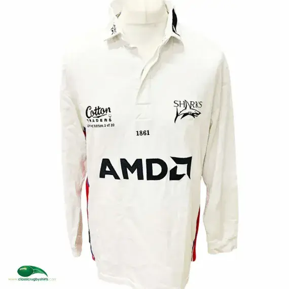2004 Sale Sharks Rugby Shirt | Old Official Cotton Traders Jersey