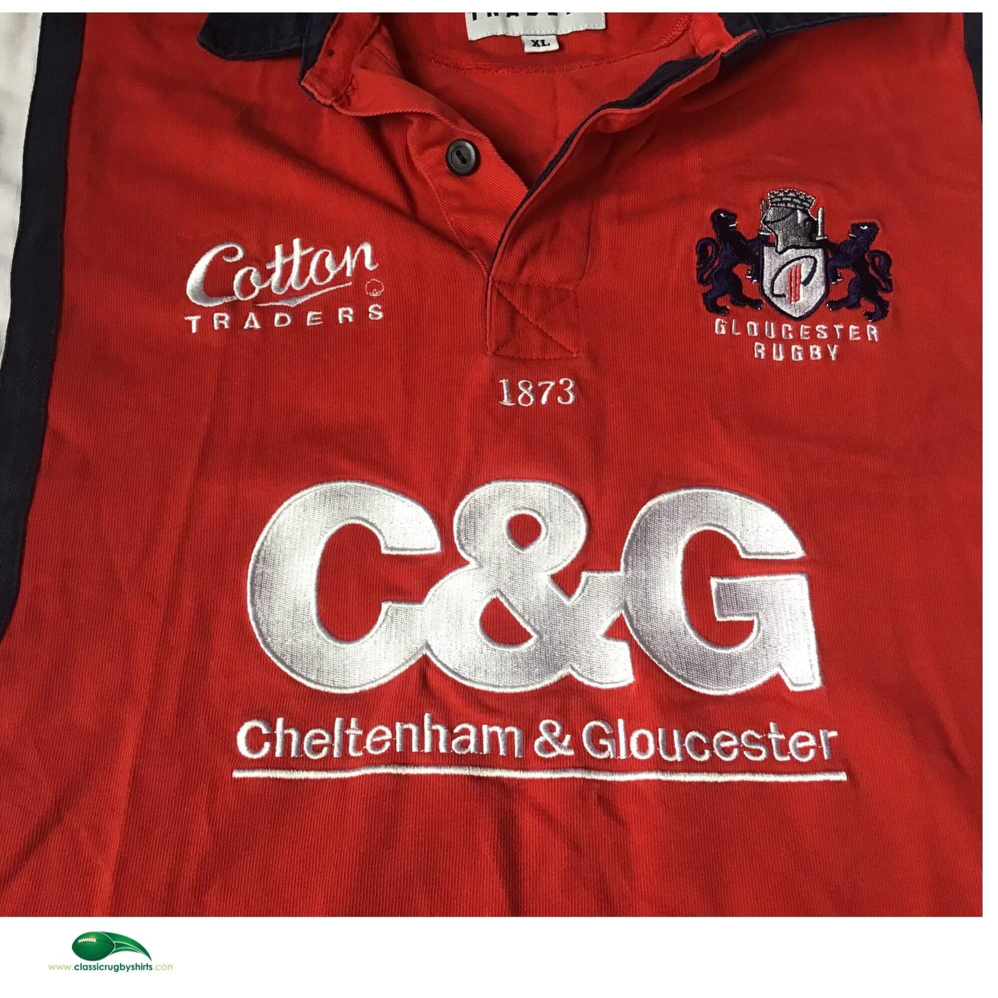 Chemise Rugby Vintage Gloucester – Années 90, Coton, XL, Angleterre