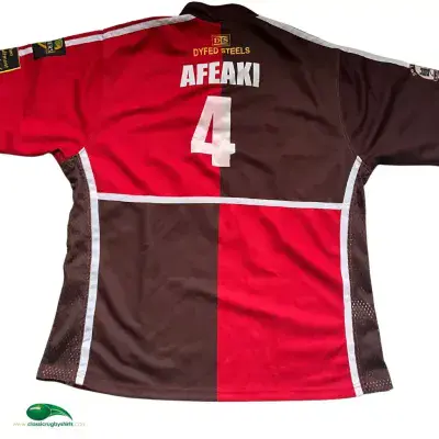 2006 2007 Llanelli Scarlets Afeaki Player Stradey Park Rugby Union Shirt 2XL