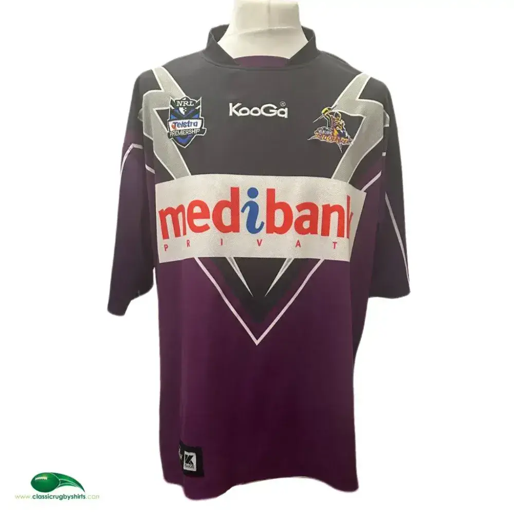 Bleacher Athletic Melbourne Storm NRL Stripe Rugby Polo Shirt