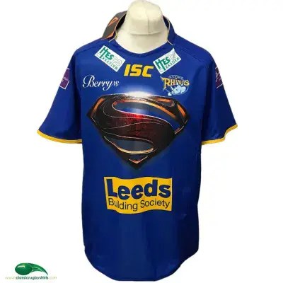 2013 Leeds Rhinos BNWT Superman Man of Steel Rugby League Shirt XL