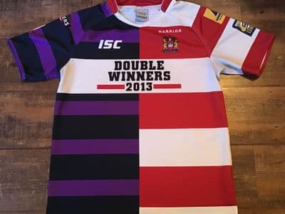 2013 Wigan Warriors Double Winners Rugby League Shirt Large