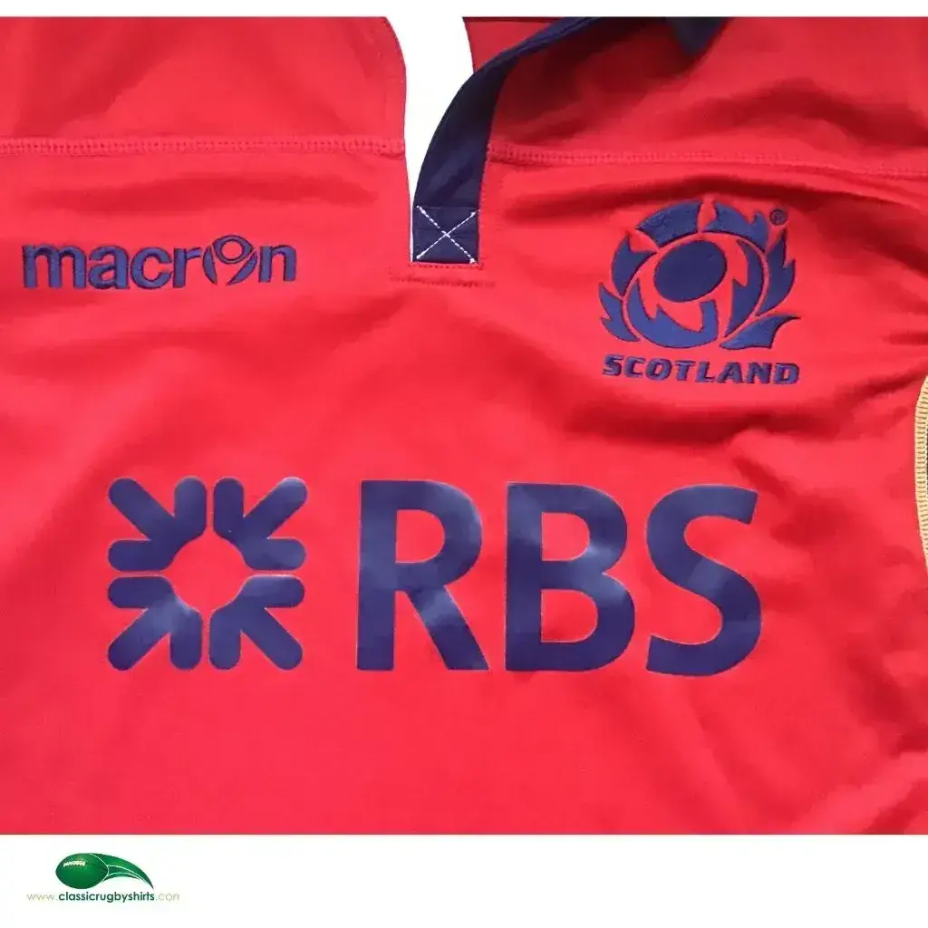 Maillot De Rugby Écosse Homme Macron 2014-2015 - Taille 2XL (48), Couleur Rouge, Très Bon état Occasion