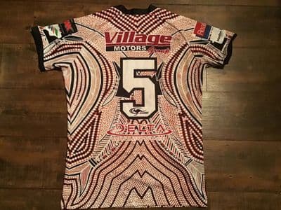 2016 Redcliffe Dolphins No 5 Match Worn Indigenous Rugby League Shirt XL