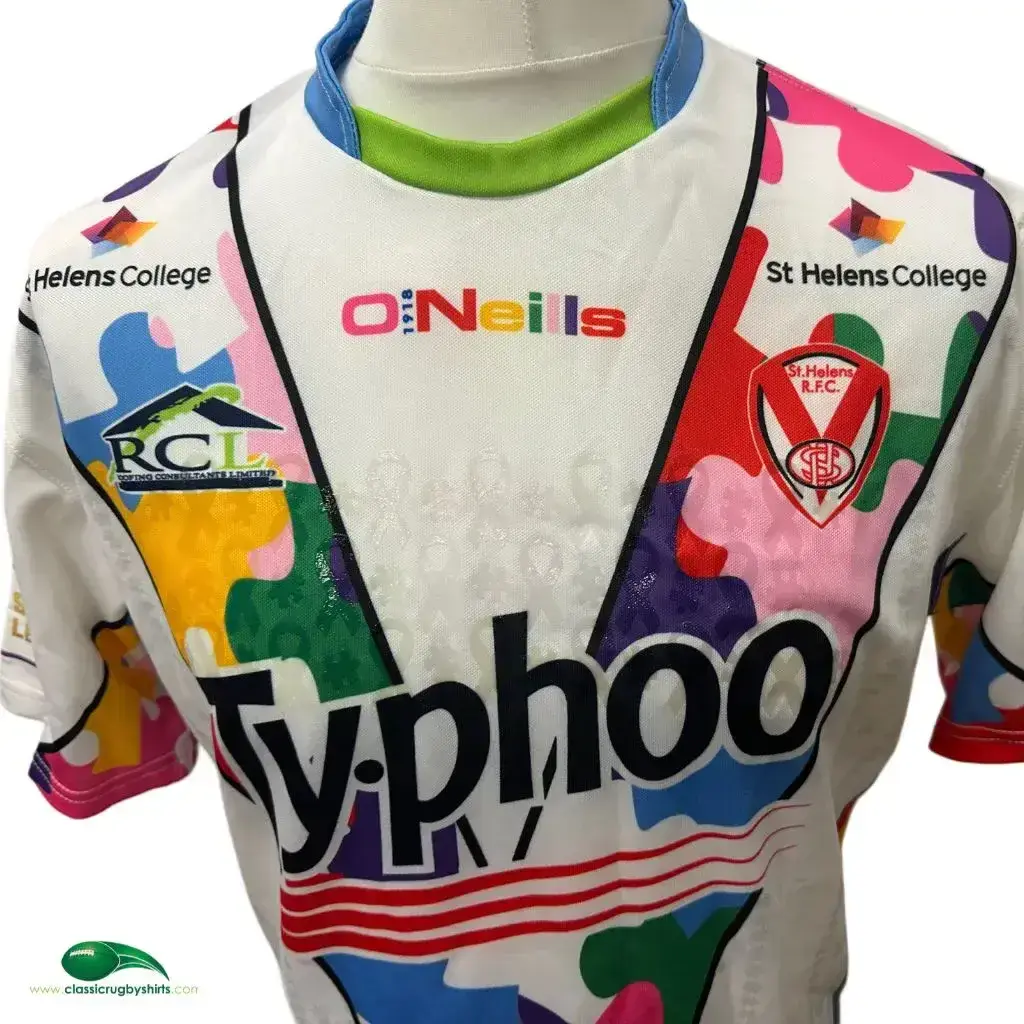 Maillot De Rugby St Helens 2016 - Taille L - Coupe Serrée - Signé - Occasion Bon état
